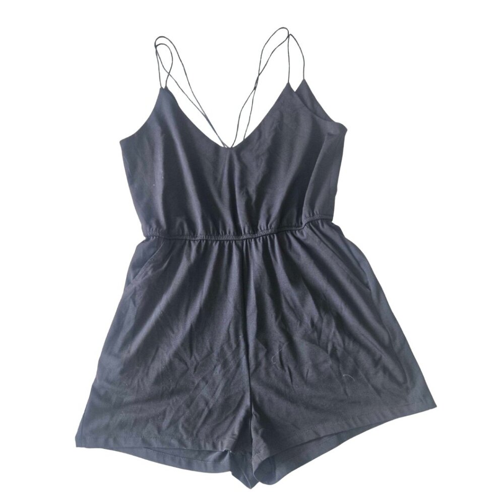 Sparkle & Fade Black Strappy Romper - Size S